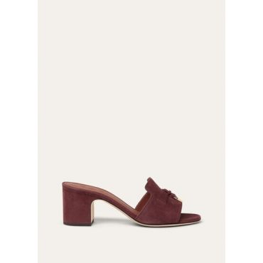 Loro Piana - Summer Charms Heeled Mule T55 Suede, Woman, Oxblood, Size: 41
