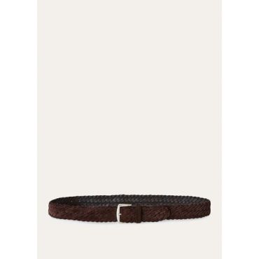 Loro Piana - Alsavel-belt Braided Suede, Man, Chocolate, Size: 100