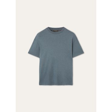 Loro Piana - Filippo T-shirt Sunset Cash Silk, Man, Powder Blue, Size: XXXL