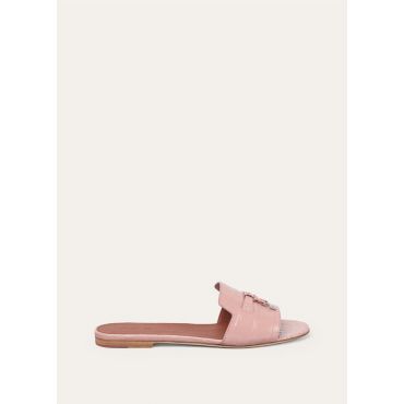 Loro Piana - Summer Charms Flat Mule Alligator, Woman, Noisette Rose, Size: 38,5
