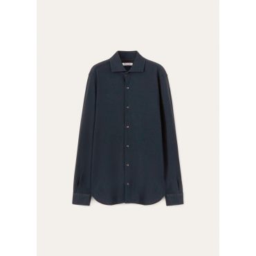 Loro Piana - Andrew Ml Shirt Jersey Pique' Dyed, Man, Dyed Eclipse, Size: XXXL