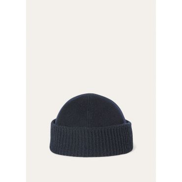 Loro Piana - Beanie Cash Storm & Knit, Man, Navy Blue, Size: XXL