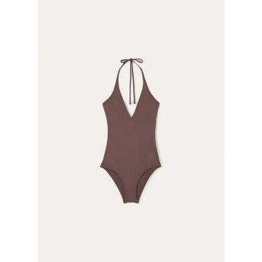 Loro Piana - Halter Neck Swimsuit Resort Marine Jersey, Woman, Sea Wood, Size: 46