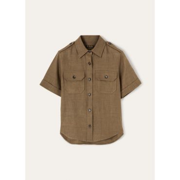 Loro Piana - Cam. Annalisa Structured Linen Wool, Woman, Smoked Wood, Size: 38