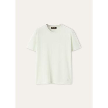 Loro Piana - Angera Crewneck Ss Sweater Cotton Gg 18, Woman, Snow Waterfall, Size: 40