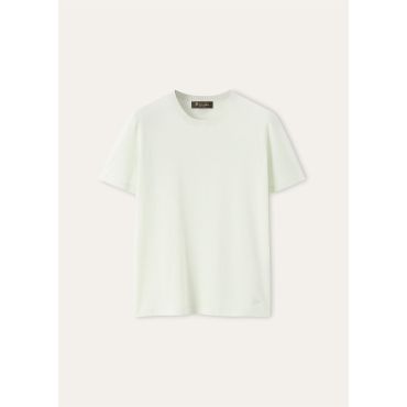 Loro Piana - Angera Crewneck Ss Sweater Cotton Gg 18, Woman, Snow Waterfall, Size: 40
