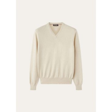 Loro Piana - Scollo V Classic Baby Cash, Man, Natural Melange, Size: 52