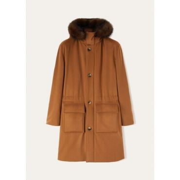 Loro Piana - Tov Parka Vicuna Storm Pecan Collar, Man, Natural Dark Vicuna, Size: L