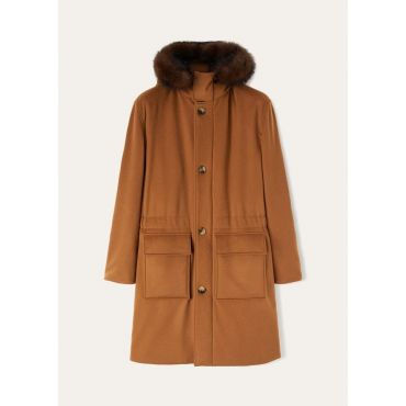 Loro Piana - Tov Parka Vicuna Storm Pecan Collar, Man, Natural Dark Vicuna, Size: L