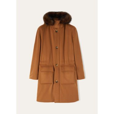 Loro Piana - Tov Parka Vicuna Storm Pecan Collar, Man, Natural Dark Vicuna, Size: L