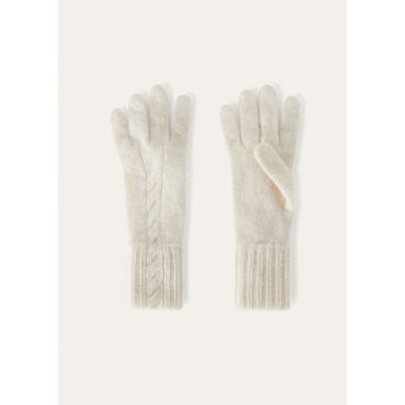 Loro Piana - Napier Gloves Baby Cash Coarsehair Gg 10, Woman, White Snow, Size: L