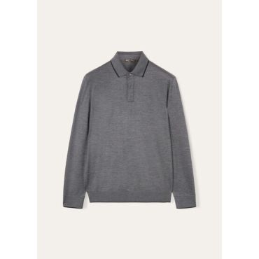 Loro Piana - Polo Ml Waitaki Jersey Lightest Wish, Man, Grey Melange, Size: XXXL