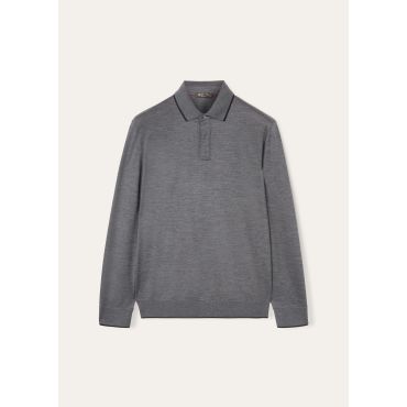 Loro Piana - Polo Ml Waitaki Jersey Lightest Wish, Man, Grey Melange, Size: XXXL