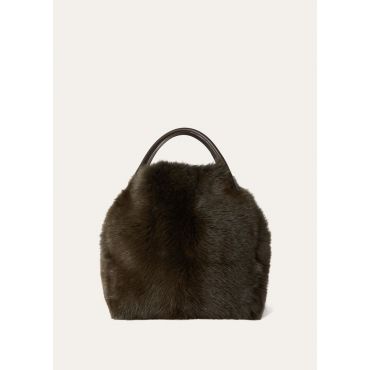 Loro Piana - Bale Bag L Long Haired Lambskin Rounded Leather, Woman, Mountain Cottage/Dark Choco Licor, Size: NR