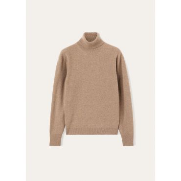 Loro Piana - Loro Turtleneck Sweater Recycled Cash Gg 8, Grain Brown Melange, Size: 9