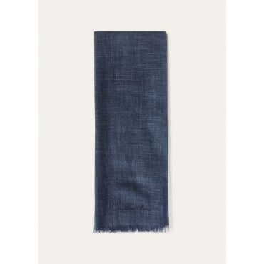 Loro Piana - Sciarpa Grande Garza Mitoku Silk Linen, Man, Japanese Indigo, Size: NR