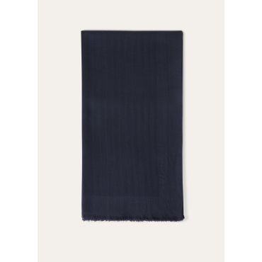 Loro Piana - Maxi Stola Cash Crest Jacquard, Woman, Blue Navy, Size: NR