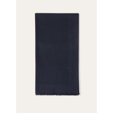 Loro Piana - Maxi Stola Cash Crest Jacquard, Woman, Blue Navy, Size: NR