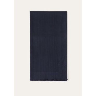 Loro Piana - Maxi Stola Cash Crest Jacquard, Woman, Blue Navy, Size: NR