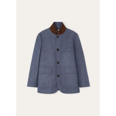 Loro Piana - Roadster Mini Jacket Wish Cash Flannel Rain, Woman, Blue-Grey Glass Melange, Size: S