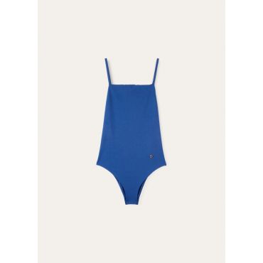 Loro Piana - One Piece Squared Friendly Aquatic Jersey, Woman, Dark Blue Sea, Size: 42