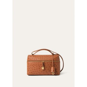 Loro Piana - Extra Bag L27 Ostrich Saddle Leather, Woman, Cognac/Sun Gold, Size: NR