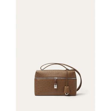 Loro Piana - Extra Bag L27 Ostrich Saddle Leather, Woman, Moorland/Antique Silver, Size: NR