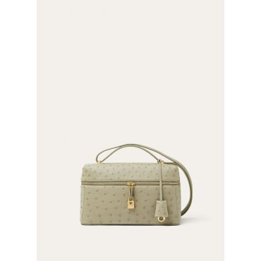Loro Piana - Extra Bag L27 Ostrich Saddle Leather, Woman, Dried Taragon/Sun Gold, Size: NR
