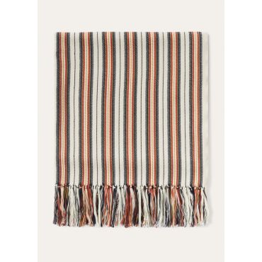 Loro Piana - Beach Towel Vintage Oxford Stripe Cotton, Sand/Deep Ocean/Chili/Antique Gold, Size: NR