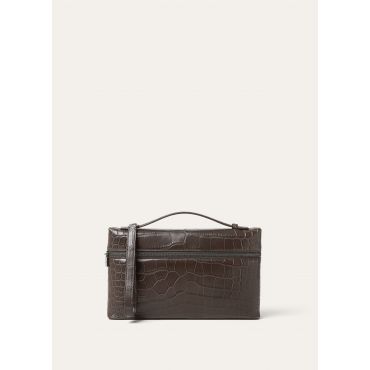 Loro Piana - Extra Pouch L29 Soft Matt Alligator, Man, Dark Chocolate Licorice/Onyx, Size: NR