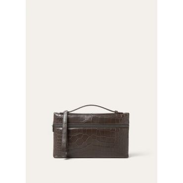 Loro Piana - Extra Pouch L29 Soft Matt Alligator, Man, Dark Chocolate Licorice/Onyx, Size: NR
