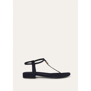 Loro Piana - Mindil Infra Flat Sandal Suede, Woman, Navy Blue, Size: 38,5