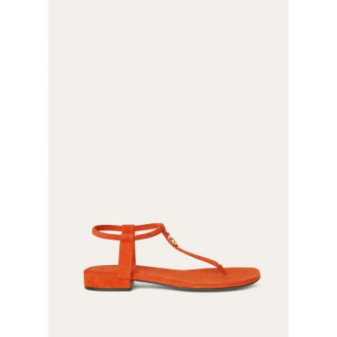Loro Piana - Mindil Infra Flat Sandal Suede, Woman, Kyoto Orange, Size: 40,5