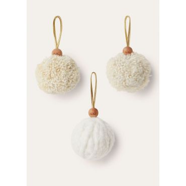 Loro Piana - Set Of 3 Assorted Cash Christmas Balls, White/Nougat Gold/ Nougat White, Size: NR