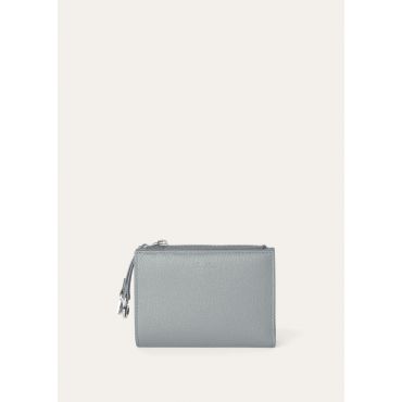 Loro Piana - Extra Bifold Zip Wallet Linen Calf, Woman, Eucalyptus/Antique Silver, Size: NR