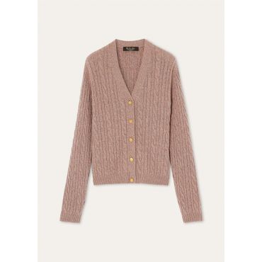 Loro Piana - Baby Cash Light Treccia Cardigan Sweater Gg 7, Woman, Jelly Mash, Size: 40