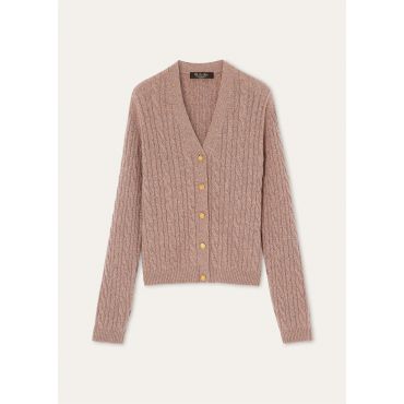 Loro Piana - Baby Cash Light Treccia Cardigan Sweater Gg 7, Woman, Jelly Mash, Size: 40