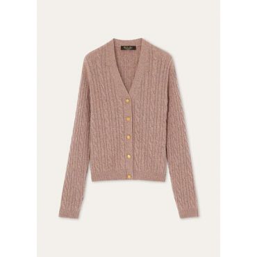 Loro Piana - Baby Cash Light Treccia Cardigan Sweater Gg 7, Woman, Jelly Mash, Size: 40
