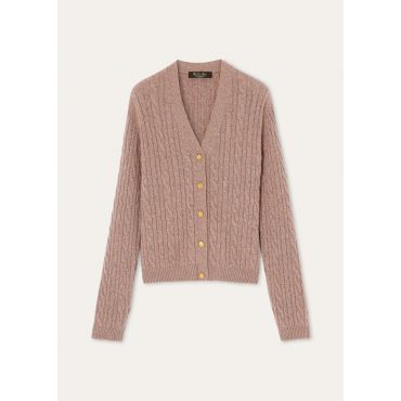 Loro Piana - Baby Cash Light Treccia Cardigan Sweater Gg 7, Woman, Jelly Mash, Size: 40