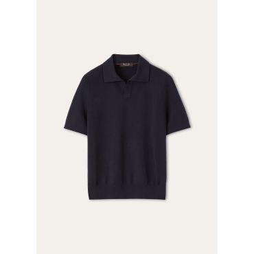 Loro Piana - Empire Wish Wool Polo Mc Gg 18, Man, Blue Navy, Size: 56