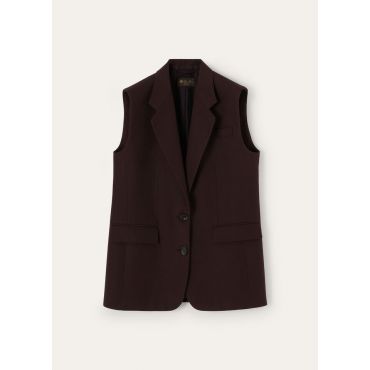 Loro Piana - Cedric Vest Textured Tussah, Woman, Carob Bean, Size: 44