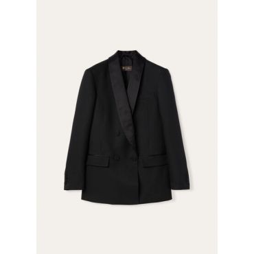 Loro Piana - Doreen Db Jacket Barathea, Woman, Black, Size: 44