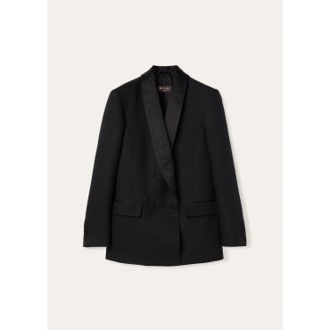 Loro Piana - Doreen Db Jacket Barathea, Woman, Black, Size: 44