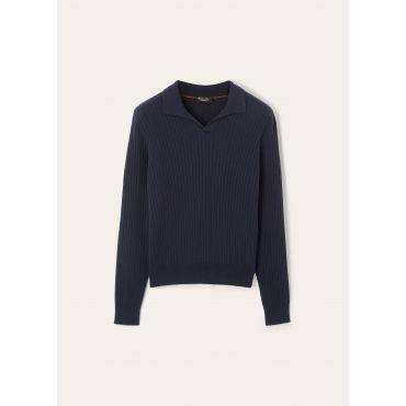 Loro Piana - Lexington Baby Cash Polo Gg 12, Man, Blue Navy, Size: 58