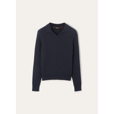 Loro Piana - Lexington Baby Cash Polo Gg 12, Man, Navy Blue, Size: 58