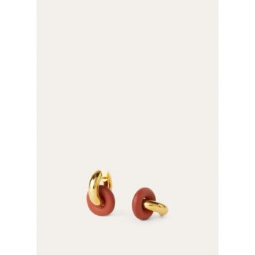 Loro Piana - Duo Double Hoop Earrings Rounded Calf, Woman, Deep Kummel/Sun Gold, Size: NR