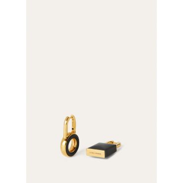 Loro Piana - Leather Covered Charm Earrings Rounded Calf, Woman, Black/Jewel Sun Gold, Size: NR