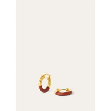 Loro Piana - Duo Hoop Earrings Rounded Calf, Woman, Deep Kummel/Sun Gold, Size: NR