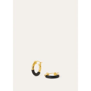 Loro Piana - Duo Hoop Earrings Rounded Calf, Woman, Black/Jewel Sun Gold, Size: NR