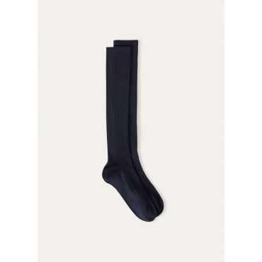 Loro Piana - Sottile Socks Wool Cash Silk Gg 18, Man, Navy Blue, Size: L